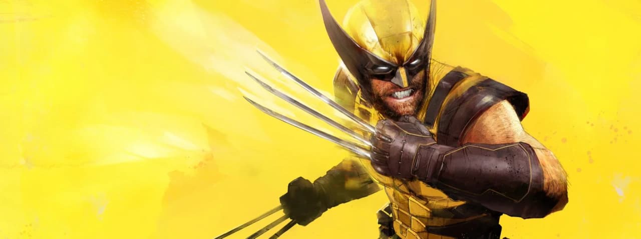 Wolverine with his claws extended against a yellow background