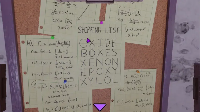 Shopping list posted on the wall in SHAPE Demo room 12
