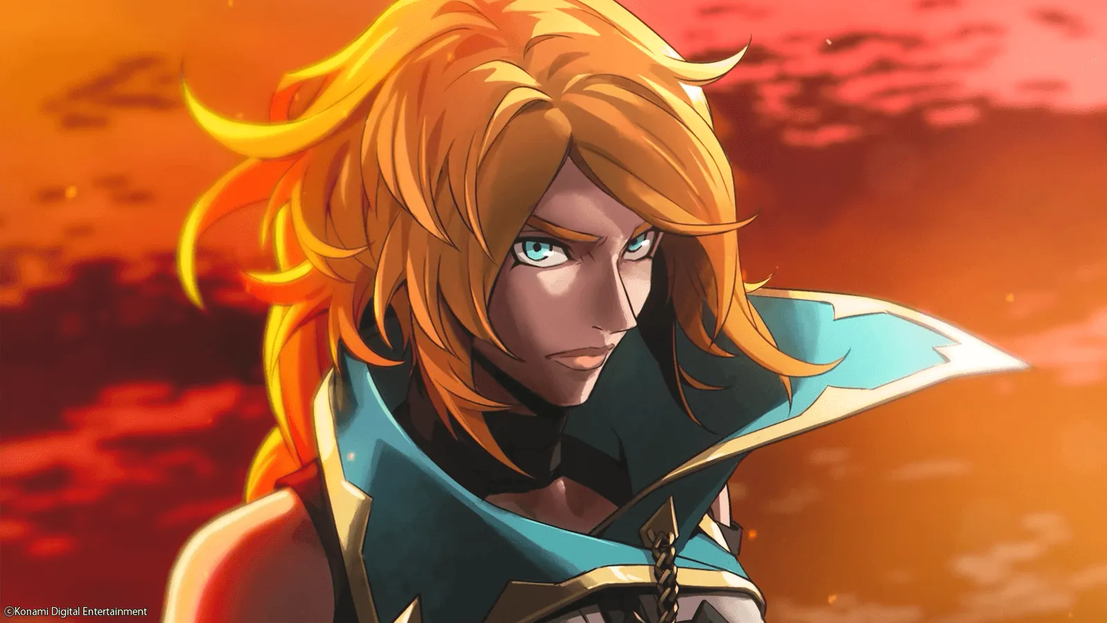 Rose Belmont against a sunset in an official Castlevania: Belmont's Curse promotional still